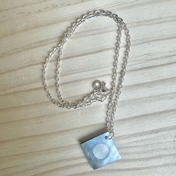 Iridescent Abalone Shell & Silver-Tone Pendant Necklace - Picture 6 of 6